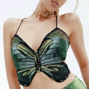 Cult Gai x Bratz Green Sequin Butterfly Top